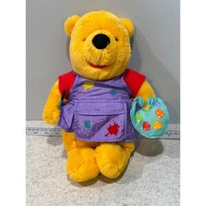 Disney Pooh Bear Plush Toy Artist Overalls Paint Palette Stuffed Animal